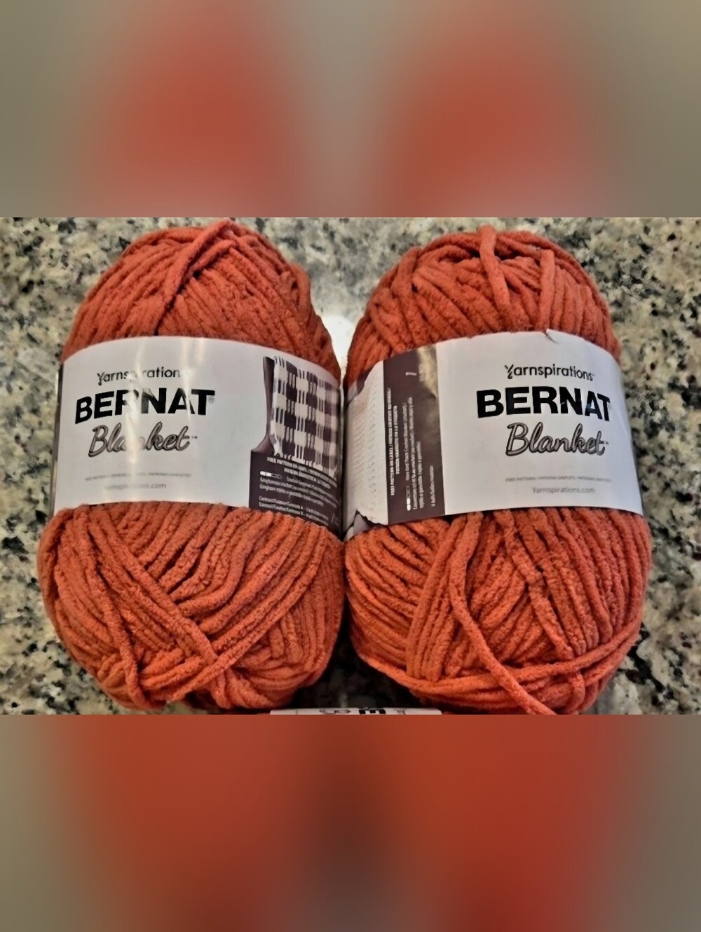 Bernat Blanket Yarn -Terra Cotta Plush Chenille